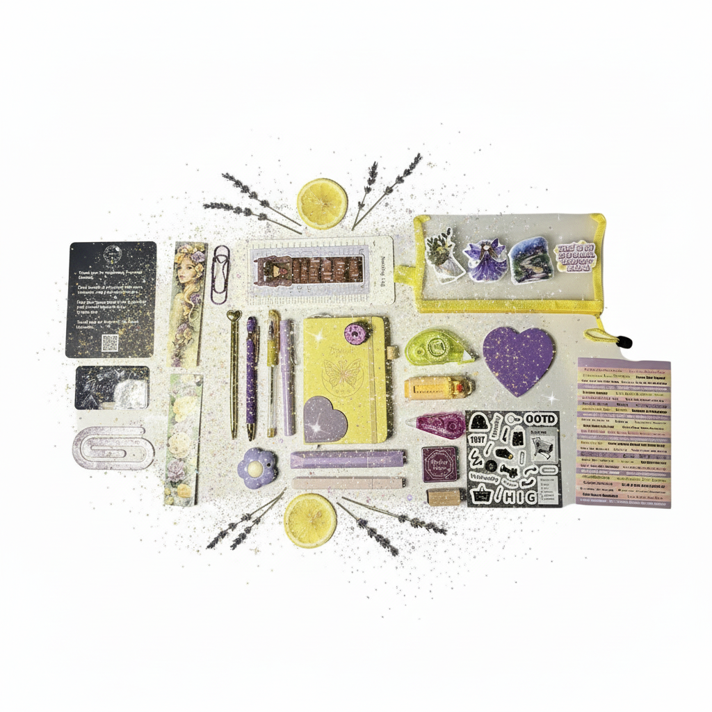 Lemon Lavender Bundle – Yellow & Purple Handmade Journaling Gift Set
